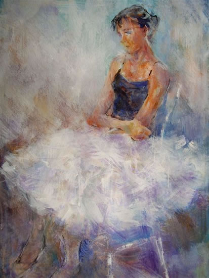 Ballet Pictures - Ballerina 'Sitting Pretty' - Painting by Artist from Woking Surrey near Esher
