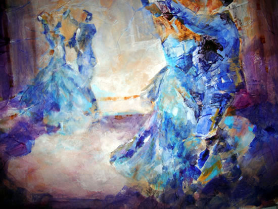 Ballroom Dancing - Ballroom Dancers Swirling - Painting by Artist from Woking Surrey England near Guildford